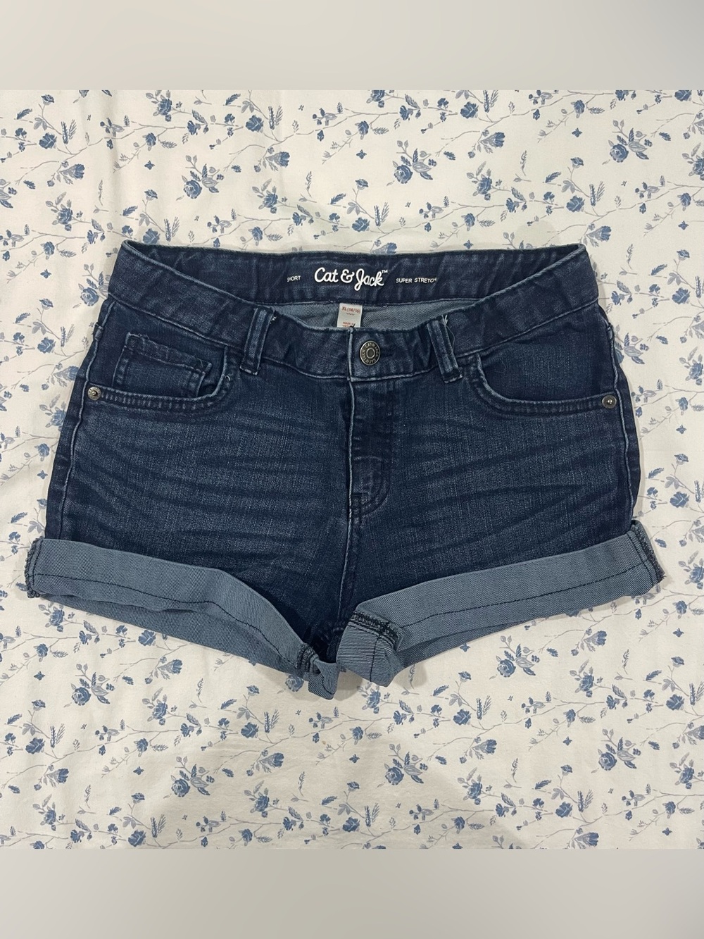 Cat & Jack Indigo Roll-Cuff Denim Shorts